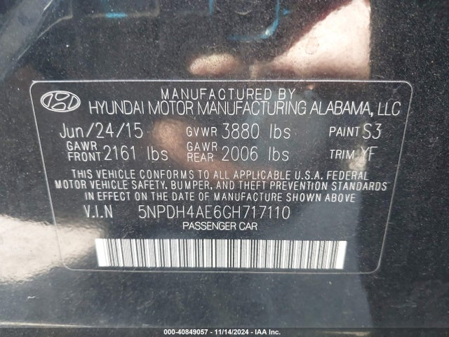Hyundai ELANTRA SE 2016 5NPDH4AE6GH717110 Image 9
