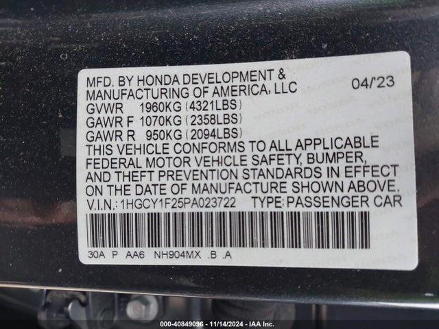 Honda ACCORD LX 2023 1HGCY1F25PA023722 Image 9