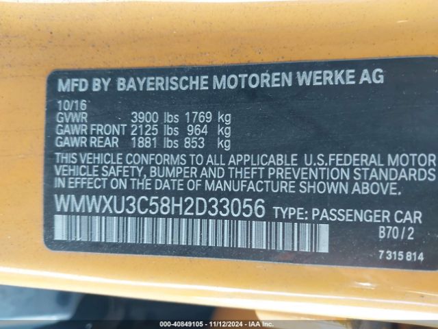 WMWXU3C58H2D33056 Mini Hardtop Cooper S