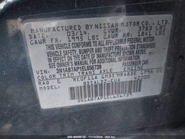 Nissan SENTRA SV 2014 3N1AB7AP1EL656739 Image 9