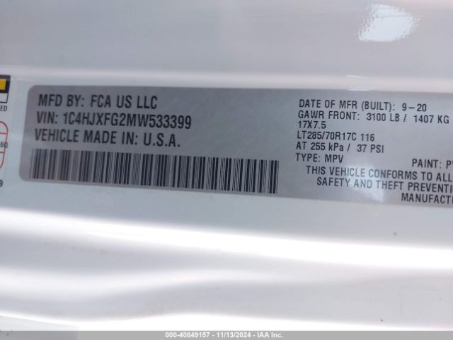 1C4HJXFG2MW533399 Jeep Wrangler Unlimited Rubicon 4x4