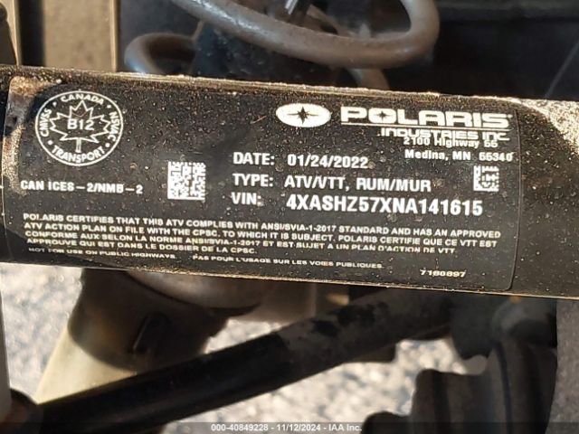 2022 POLARIS SPORTSMAN 4XASHZ57XNA141615 Photo 9