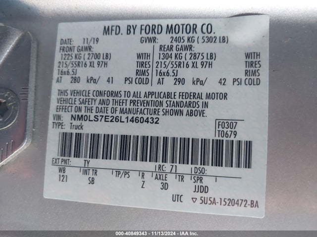 Ford Transit Connect Xl Cargo Van 2020 NM0LS7E26L1460432 Image 9