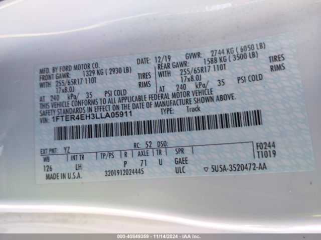 1FTER4EH3LLA05911 Ford Ranger Xlt