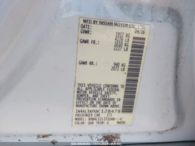 1N4AL3APXHC128478 Nissan Altima 2.5 Sv