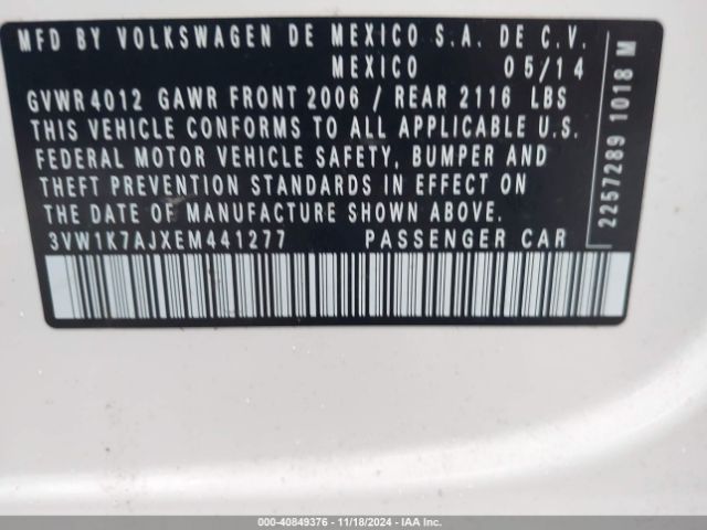 3VW1K7AJXEM441277 Volkswagen Jetta 2.0l S