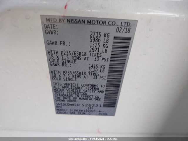 5N1DL0MM1JC526221 Infiniti QX60