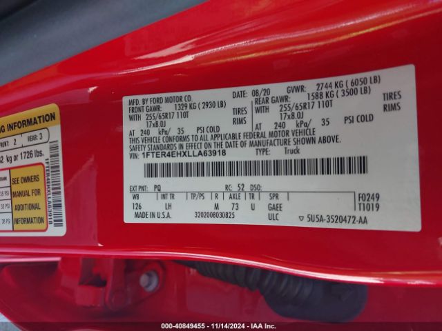 1FTER4EHXLLA63918 Ford Ranger Xlt