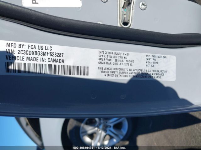 2C3CDXBG3MH628287 Dodge Charger Sxt Rwd