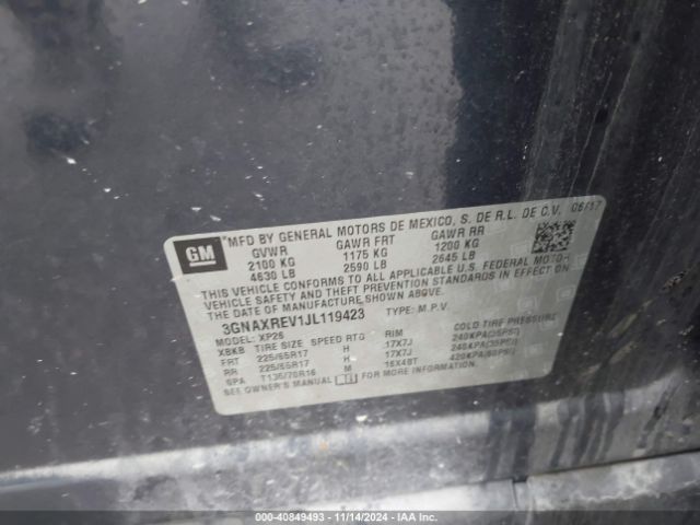 3GNAXREV1JL119423 Chevrolet EQUINOX LS