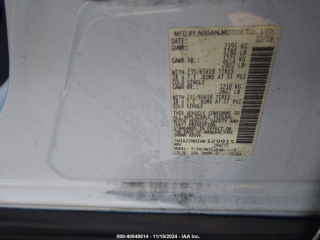 5N1AZ2MH1HN129915 Nissan MURANO S