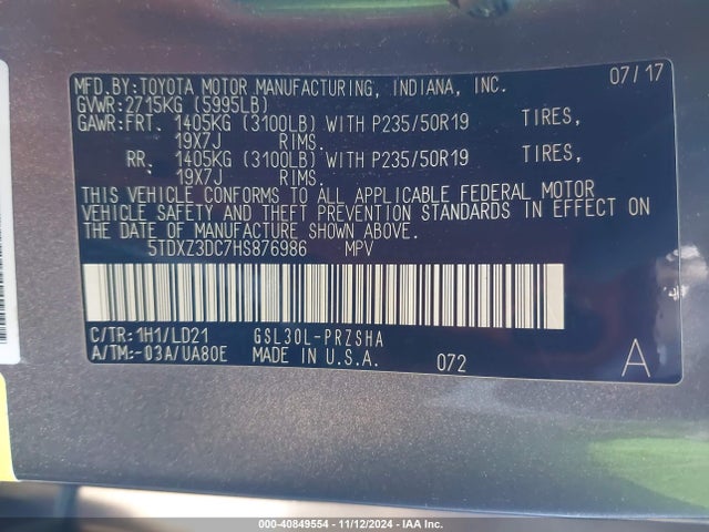 Toyota Sienna Se 8 Passenger 2017 5TDXZ3DC7HS876986 Image 9
