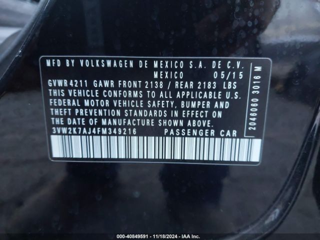 3VW2K7AJ4FM349216 Volkswagen Jetta 2.0l S