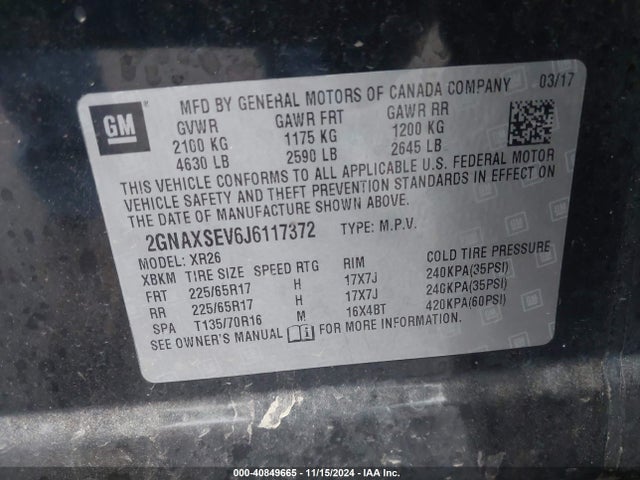 Chevrolet EQUINOX LT 2018 2GNAXSEV6J6117372 Image 9