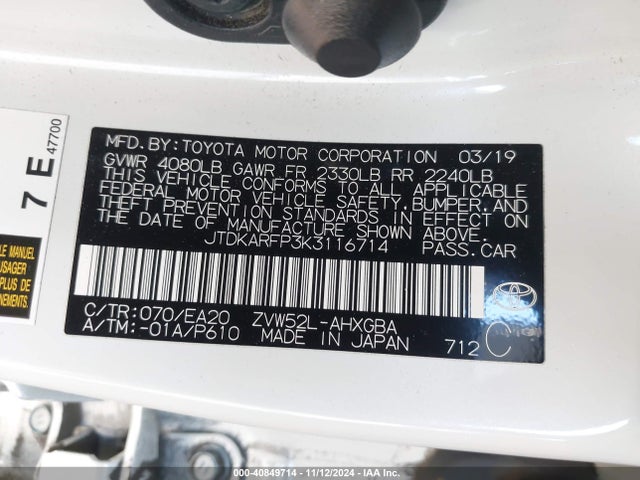JTDKARFP3K3116714 Toyota Prius Prime Advanced