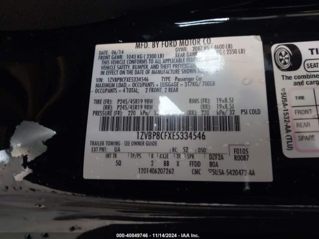 1ZVBP8CFXE5334546 Ford Mustang Gt Premium