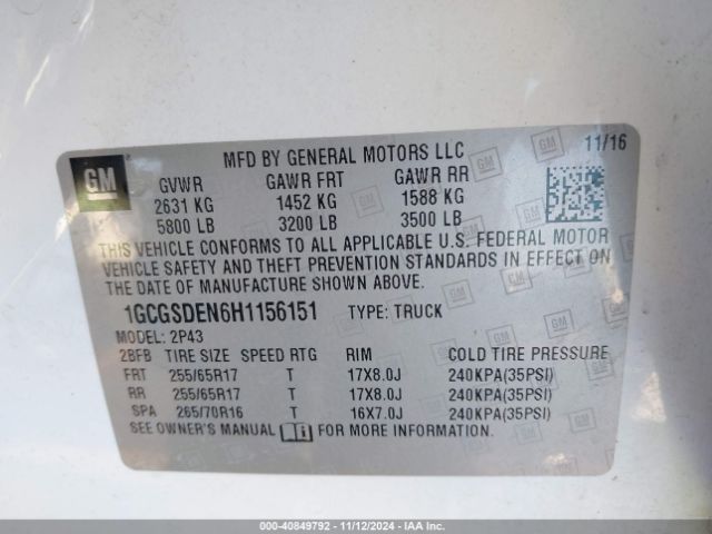 1GCGSDEN6H1156151 Chevrolet Colorado Z71