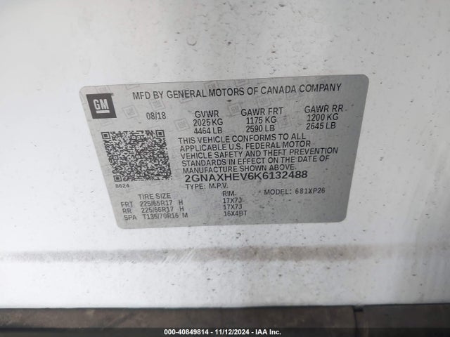 2GNAXHEV6K6132488 Chevrolet EQUINOX LS
