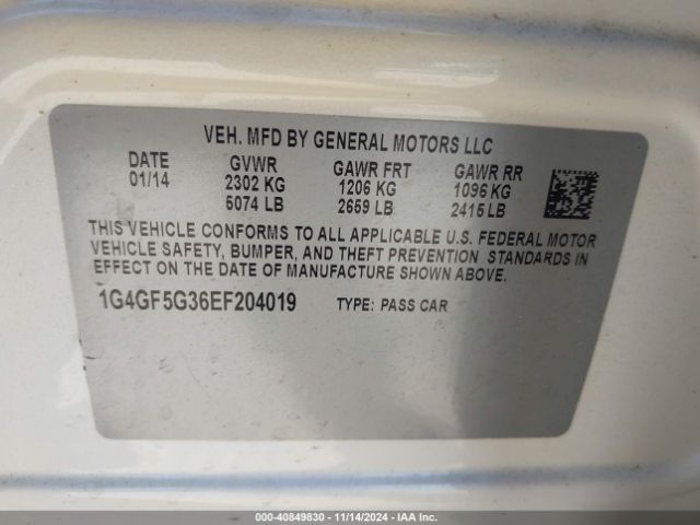 1G4GF5G36EF204019 Buick Lacrosse Premium Ii Group