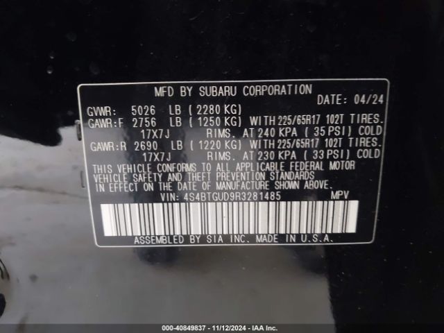 4S4BTGUD9R3281485 Subaru Outback Wilderness