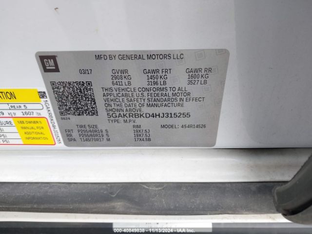 5GAKRBKD4HJ315255 Buick Enclave Leather