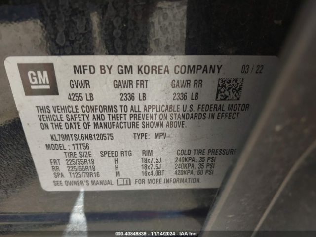 KL79MTSL6NB120575 Chevrolet Trailblazer Fwd Rs