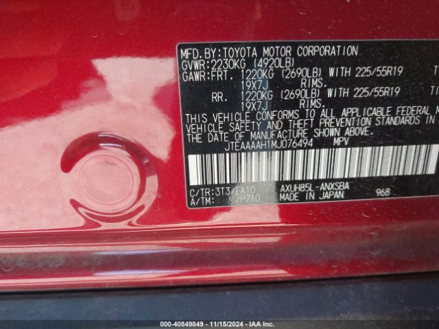 JTEAAAAH1MJ076494 Toyota Venza Limited
