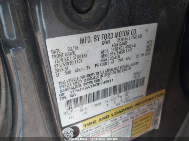 1FMJK2AT8GEF45911 Ford Expedition El Limited