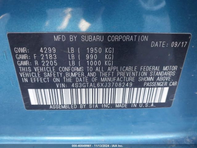 4S3GTAL6XJ3708249 Subaru Impreza 2.0i Sport