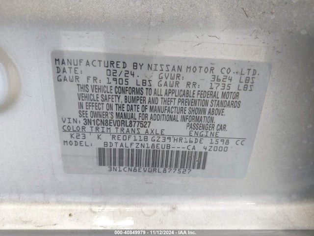 Nissan Versa 1.6 Sv 2024 3N1CN8EV0RL877527 Image 9