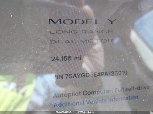 7SAYGDEE4PA136010 Tesla Model Y Awd/long Range Dual Motor All-wheel Drive