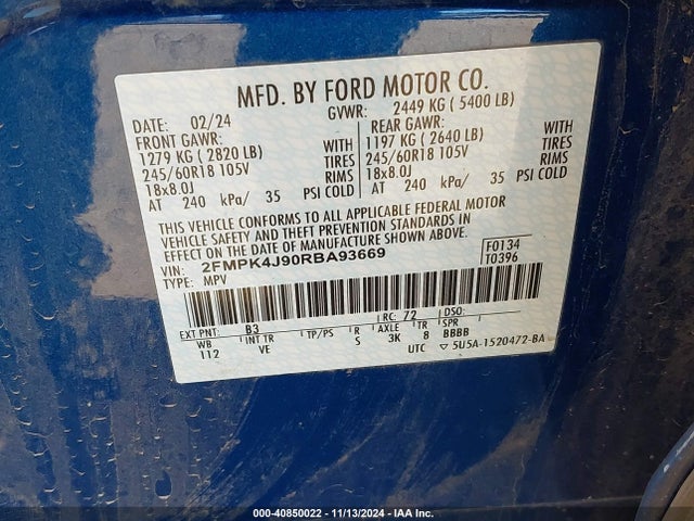 Ford EDGE SEL 2024 2FMPK4J90RBA93669 Image 9