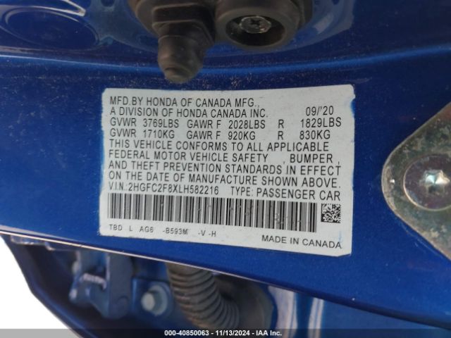 2HGFC2F8XLH582216 Honda Civic Sport