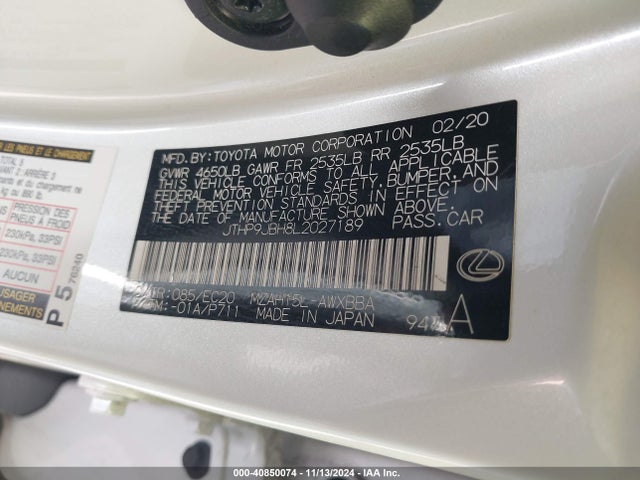 JTHP9JBH8L2027189 Lexus UX 250H