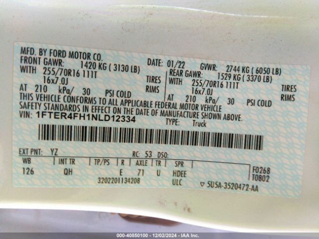 1FTER4FH1NLD12334 Ford RANGER XL