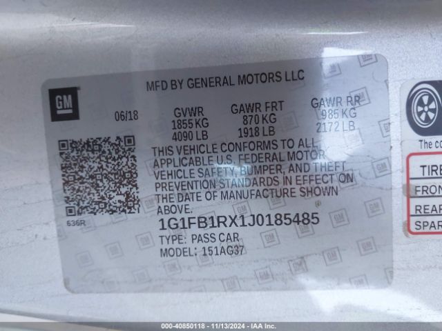 1G1FB1RX1J0185485 Chevrolet Camaro 1lt