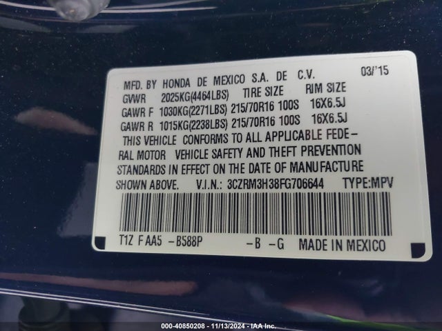 Honda CR-V LX 2015 3CZRM3H38FG706644 Image 9