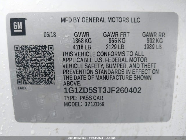 1G1ZD5ST3JF260402 Chevrolet MALIBU LT