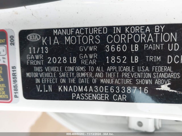 KIA RIO LX 2014 KNADM4A30E6338716 Image 9