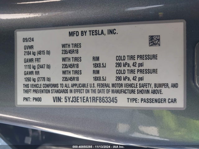 2024 TESLA MODEL 3 5YJ3E1EA1RF863345 Photo 8