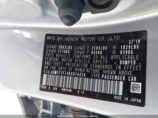 Honda Civic Ex-l 2019 JHMFC1F74KX014424 Image 9