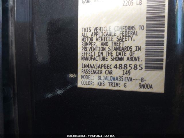1N4AA5AP6EC488585 Nissan Maxima 3.5 S/3.5 Sv