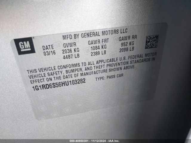 1G1RD6S56HU103282 Chevrolet Volt Premier