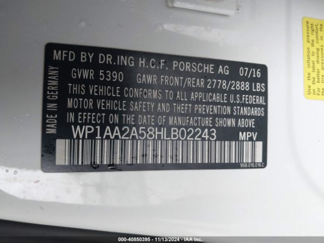 WP1AA2A58HLB02243 Porsche Macan