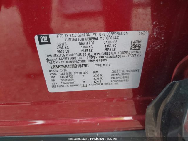 LRBFZNR40MD104701 Buick Envision Fwd Essence