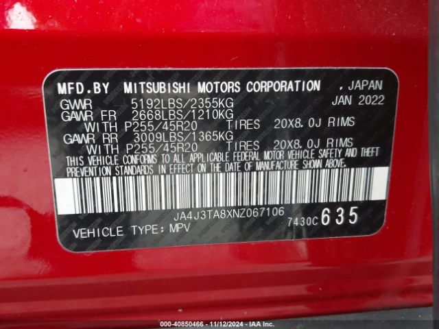 JA4J3TA8XNZ067106 Mitsubishi Outlander Es 2.5 2wd