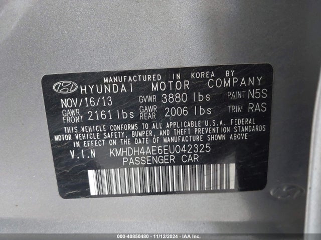 Hyundai ELANTRA SE 2014 KMHDH4AE6EU042325 Image 9