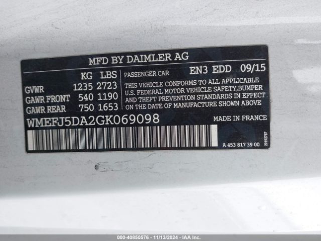 WMEFJ5DA2GK069098 Smart Fortwo Passion/prime/proxy/pure