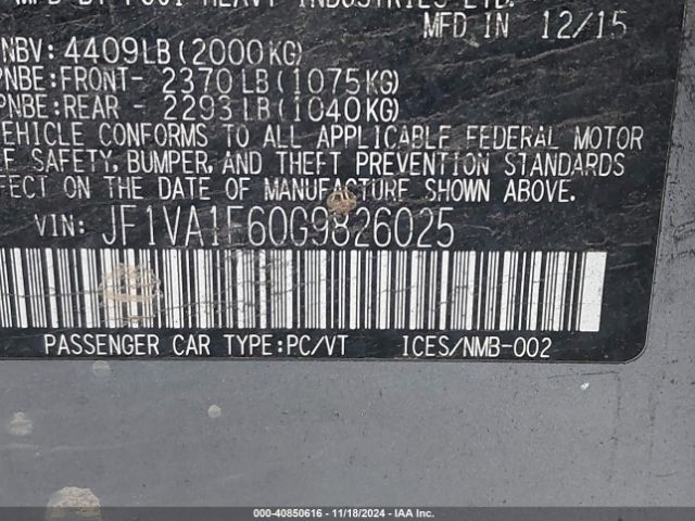 JF1VA1E60G9826025 Subaru Wrx Premium