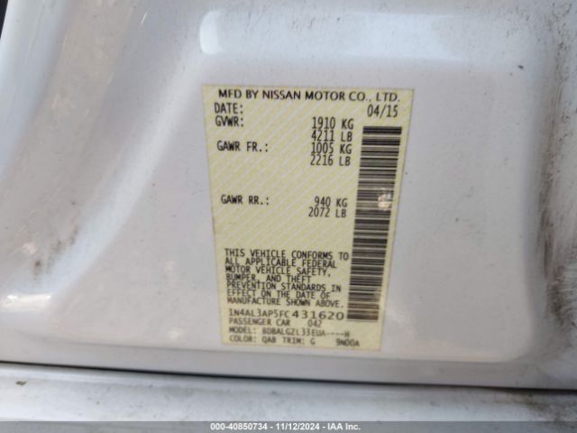 1N4AL3AP5FC431620 Nissan Altima 2.5 S